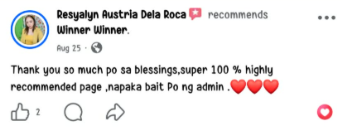 Facebook comment from a Winner Winner community member