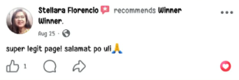 Facebook comment from a Winner Winner community member
